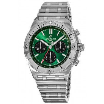 Réplica Breitling Chronomat B01 42 Relógio cronógrafo verde com mostrador em aço inoxidável AB0134101L1A1