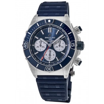 Cópia Breitling Super Chronomat Automático Mostrador Azul Pulseira De Borracha Relógio Masculino AB0136161C1S1