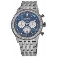 Cópia Breitling Navitimer B01 Cronógrafo 46 Relógio masculino de aço com mostrador azul AB0137211C1A1