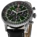 Falso Breitling Navitimer B01 Cronógrafo 46 Mostrador Verde Pulseira de Couro Relógio Masculino AB0137241L1P1