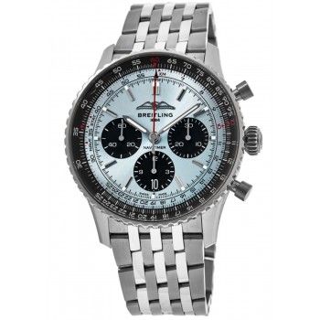 Réplica Breitling Navitimer B01 Cronógrafo 43 Relógio Masculino de Aço com Mostrador Azul Gelo AB0138241C1A1