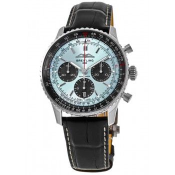 Falso Breitling Navitimer B01 Cronógrafo 43 Relógio Masculino com Pulseira de Couro Azul Gelo AB0138241C1P1