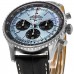 Falso Breitling Navitimer B01 Cronógrafo 43 Relógio Masculino com Pulseira de Couro Azul Gelo AB0138241C1P1