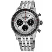 Réplica Breitling Navitimer B01 cronógrafo 43 relógio masculino de aço com mostrador prateado AB0138241G1A1