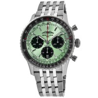 Cópia Breitling Navitimer B01 Cronógrafo 43 Mint Green Dial Steel Relógio masculino AB0138241L1A1