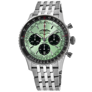 Cópia Breitling Navitimer B01 Cronógrafo 43 Mint Green Dial Steel Relógio masculino AB0138241L1A1