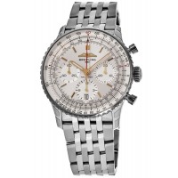 Réplica Breitling Navitimer B01 cronógrafo 41 relógio masculino de aço com mostrador prateado AB0139211G1A1