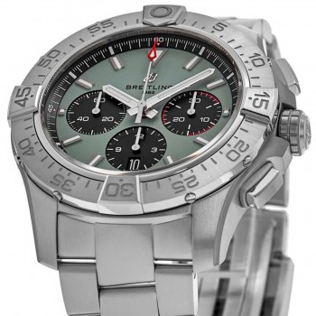 Réplica Breitling Avenger B01 cronógrafo 44 relógio masculino de aço com mostrador verde AB0147101L1A1