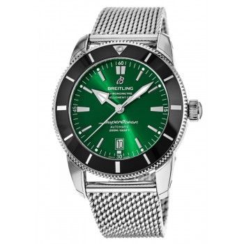 Cópia Breitling Superocean Heritage 42 mostrador verde pulseira de aço relógio masculino AB2010121L1A1