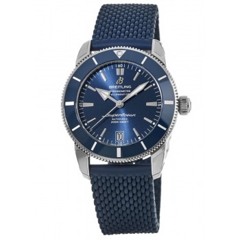 Réplica Breitling Superocean Heritage II Automático 42 Mostrador Azul Pulseira de Borracha Relógio Masculino AB2010161C1S1