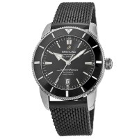 Réplica Breitling Superocean Heritage II Automático 46 Preto Moldura Cerâmica Pulseira de Borracha Relógio Masculino AB2020121B1S1