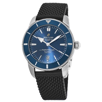 Cópia Breitling Superocean Heritage II Automático 46 Moldura de cerâmica Mostrador azul Pulseira de borracha preta Relógio masculino AB2020161C1S1-BK