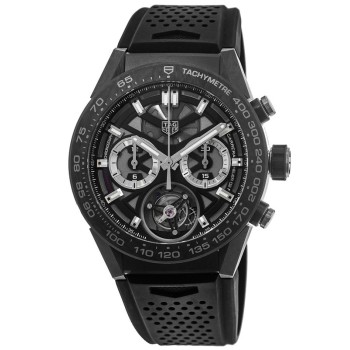 Copiar relógio masculino Tag Heuer Carrera Tourbillon preto titânio CAR5A8W.FT6071