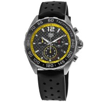 Réplica Tag Heuer Fórmula 1 Cronógrafo Mostrador Preto Pulseira de Borracha Preta Relógio Masculino CAZ101AC.FT8024-PO