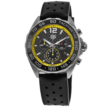 Réplica Tag Heuer Fórmula 1 Cronógrafo Mostrador Preto Pulseira de Borracha Preta Relógio Masculino CAZ101AC.FT8024-PO