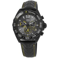 Réplica Tag Heuer Fórmula 1 X Senna com mostrador cinza e pulseira de couro relógio masculino CAZ101AJ.FC6487