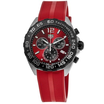 Copiar relógio masculino Tag Heuer Fórmula 1 cronógrafo com mostrador vermelho e pulseira de borracha CAZ101AN.FT8055