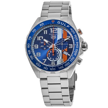 Replica Relógio Tag Heuer Fórmula 1 X Gulf edição especial com mostrador azul em aço CAZ101AT.BA0842