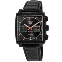 Replica Relógio Tag Heuer Monaco cronógrafo edição especial mostrador preto com pulseira de couro CBL2180.FC6497