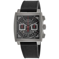 Replica Relógio Tag Heuer Monaco com mostrador preto automático de borracha e pulseira de couro CBL2183.FT6236