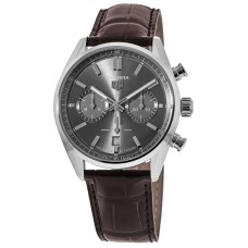 Cópia Tag Heuer Carrera cronógrafo mostrador cinza pulseira de couro marrom relógio masculino CBN2012.FC6483