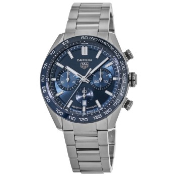 Copiar relógio masculino Tag Heuer Carrera cronógrafo automático com mostrador azul em aço CBN2A1A.BA0643