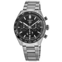 Réplica Tag Heuer Carrera cronógrafo mostrador preto relógio masculino de aço CBN2A1B.BA0643