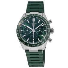 Cópia Tag Heuer Carrera Cronógrafo Calibre Heuer 02 Mostrador Verde Pulseira de Borracha Relógio Masculino CBN2A1N.FT6238