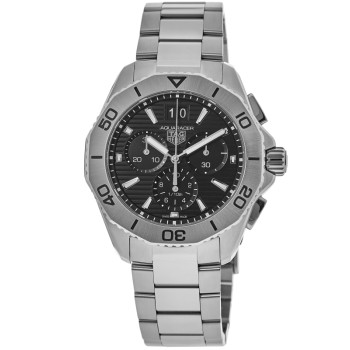 Réplica Tag Heuer Aquaracer Professional 200 Data Mostrador Preto Relógio Masculino de Aço CBP1110.BA0627