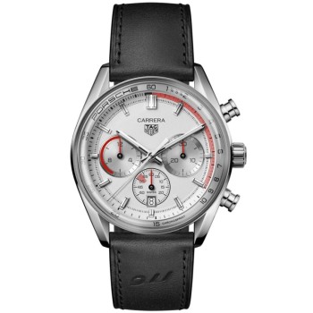 Réplica Tag Heuer Carrera Chronosprint X Porsche Edição Especial Mostrador Cinza Pulseira de Couro Relógio Masculino CBS2011.FC6529