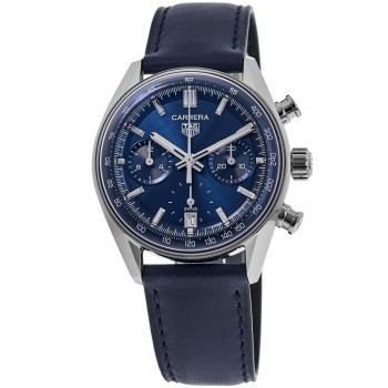 Réplica Tag Heuer Carrera cronógrafo mostrador azul pulseira de couro relógio masculino CBS2212.FC6535