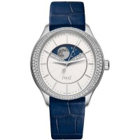 Cópia Piaget Limelight Stella mostrador branco com pulseira de couro em ouro branco relógio masculino G0A40111