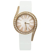 Cópia Piaget Limelight Gala Silver Dial Diamond White Satin Strap Relógio feminino G0A41181