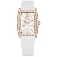 Falso Piaget Limelight Mãe de Pérola Mostrador Diamante Rosa Ouro Satin Strap Relógio Feminino G0A41197