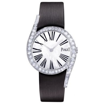 Relógio feminino falso Piaget Limelight Gala madrepérola mostrador diamante pulseira de cetim preto G0A41260