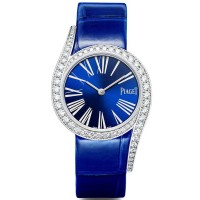 Réplica Piaget Limelight Gala Blue Dial Diamond Blue Leather Strap Relógio Feminino G0A42163