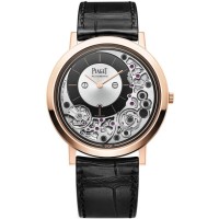 Falso Piaget Altiplano Ultimate Automatic Silver Dial Rose Gold Leather Strap Relógio Masculino G0A43120