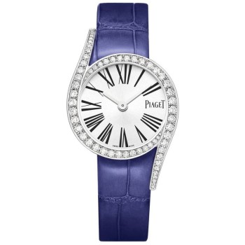 Réplica Piaget Limelight Gala Silver Dial Diamond Leather Strap Relógio Feminino G0A43150