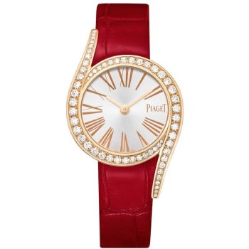 Cópia Piaget Limelight Gala Silver Dial Diamond Leather Strap Relógio feminino G0A43151