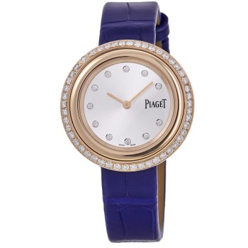 Réplica Piaget Possession 34mm 18kt ouro rosa personalizado diamante moldura pulseira de couro relógio feminino G0A44091-CD