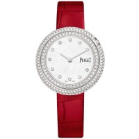 Cópia Piaget Possession Relógio feminino com mostrador em madrepérola e diamante com pulseira de couro em ouro branco G0A44295