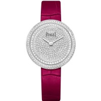 Réplica Piaget Possession Diamond Dial Relógio Feminino com Pulseira de Couro em Ouro Branco G0A44299