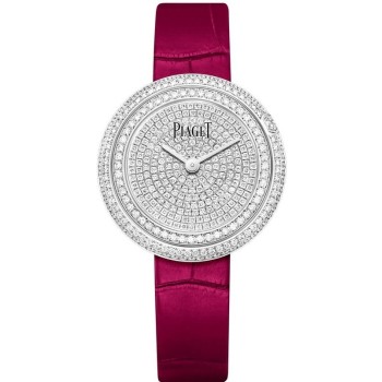 Réplica Piaget Possession Diamond Dial Relógio Feminino com Pulseira de Couro em Ouro Branco G0A44299