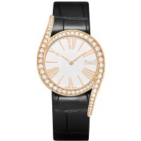 Réplica Piaget Limelight Gala Silver Dial Diamond Rose Gold Leather Strap Relógio Feminino G0A45361