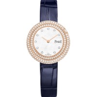 Falso Piaget Possessão Data Mãe de Pérola Mostrador Diamante Rosa Ouro Pulseira de Couro Relógio Feminino G0A46063