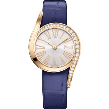 Réplica Piaget Limelight Gala Silver Dial Rose Gold Leather Strap Relógio Masculino G0A47151