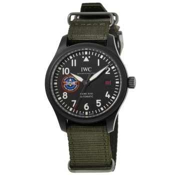 Replica Relógio IWC Pilot's Mark XVIII Top Gun SFTI mostrador preto com pulseira têxtil IW324712