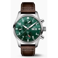 Copiar relógio masculino de aço com mostrador verde do piloto IWC IW388103 | 