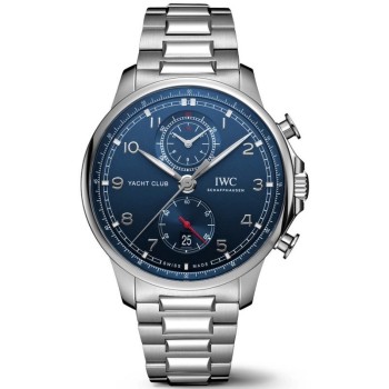 Réplica IWC Portugieser Yacht Club cronógrafo mostrador azul relógio masculino de aço IW390701