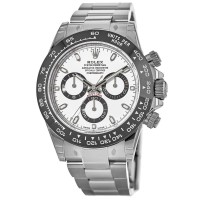 Cópia Rolex Cosmograph Daytona Oystersteel mostrador branco moldura de cerâmica relógio masculino M116500LN-0001